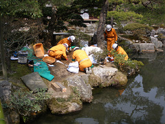 *les cinq jardiniers du Ginkaku-ji, île, racines