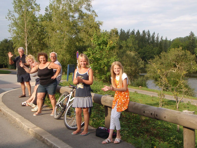 Fans in LaCheze during evening of 2nd day, August 22, at 438km. Only 11km to Loudeac.