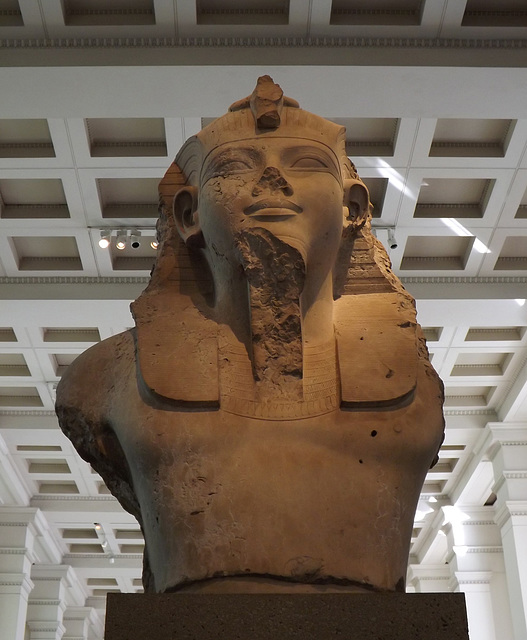 Upper Part of a Colossal Statue of Amenhotep III in the British Museum, May 2014