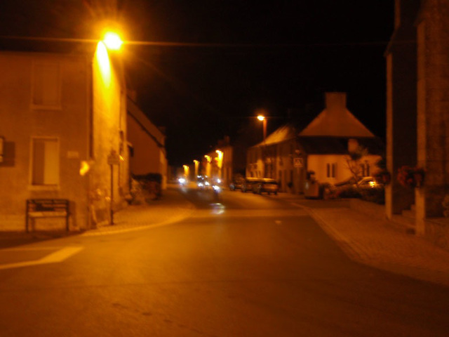 Plumieux at night