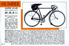 Humber Super Club 1938 catalogue