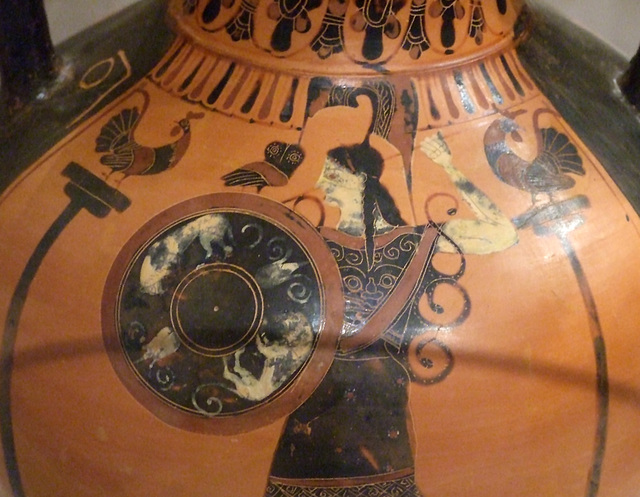 Detail of a Terracotta Panathenaic Amphora Attributed to the Princeton Painter in the Metropolitan Museum of Art, November 2010