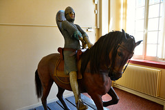 Bayeux 2014 – Knight from the time of William the Conqueror preparing to strike pesty photographers