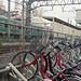 Bike parking lot by railway tracks
