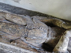 st. mark's hospital church / lord mayor's chapel, bristolclothing detail of good c14 civilian effigy of c. 1360. the lettering and chest tomb seem to be c15