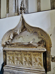 st. mark's hospital church / lord mayor's chapel, bristol,good  c14 civilian effigy of c. 1360 under ogee canopy, though the chest tomb looks c15