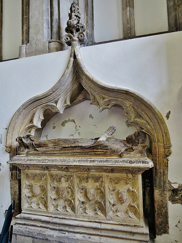 st. mark's hospital church / lord mayor's chapel, bristol,good  c14 civilian effigy of c. 1360 under ogee canopy, though the chest tomb looks c15