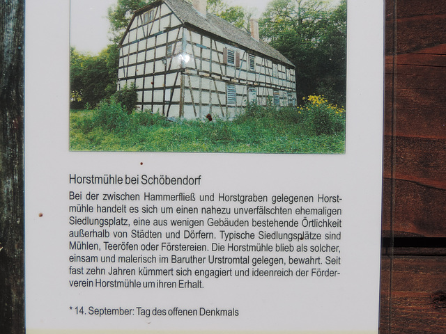 Hinweisschild "Horstmühle"