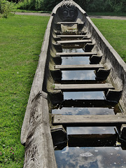 hackney marshes prehistoric dugout boat replica, hackney marshes, london