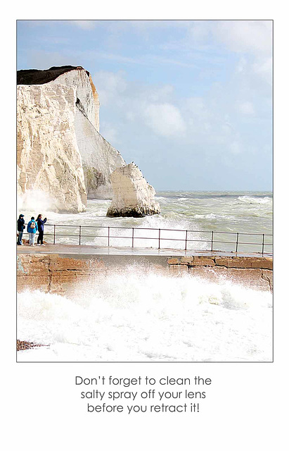 Salt spray on the lens - Seaford Head - 29.8.2014