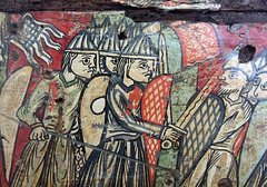 Detail of a Painted Wood Box with Scenes of the Capture of Orange in the Cloisters, April 2012