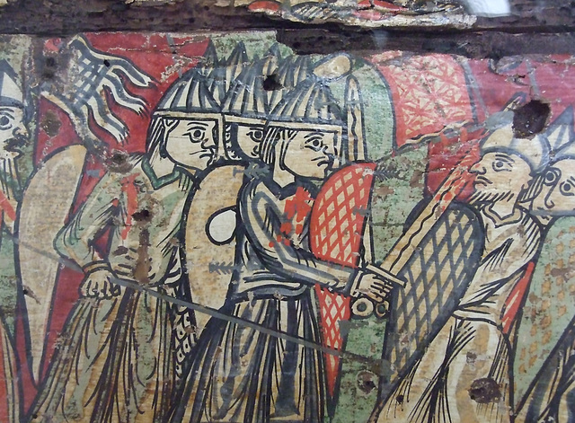 Detail of a Painted Wood Box with Scenes of the Capture of Orange in the Cloisters, April 2012