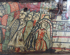 Detail of a Painted Wood Box with Scenes of the Capture of Orange in the Cloisters, April 2012