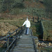 Dad walking over the sleeper bridge at Crowden