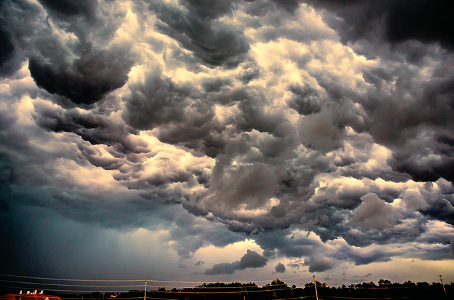 Storm coming in at dusk.