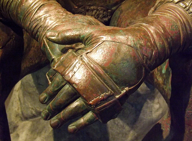 Detail of the Hands of the Boxer in the Palazzo Massimo in Rome, July 2012