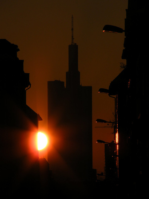 Sonnenuntergang von Bornheim Richtung Stadt