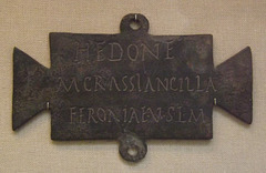 Bronze Plaque with a Dedication to Feronia in the British Museum, April 2013