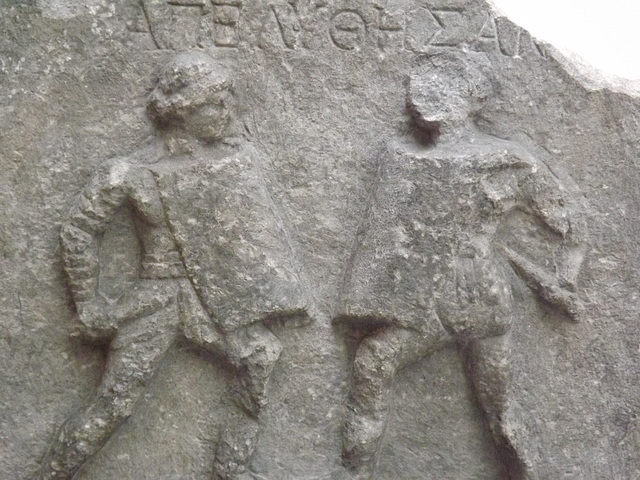 Detail of the Female Gladiators Relief in the British Museum, April 2013