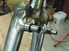 #CT209 Another view of the center pull brake bosses that have been brazed to fork blades (2009)