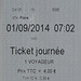 BESANCON: 2014.09.01: Premier jour de circulation: Un ticket de tram valable une journée.