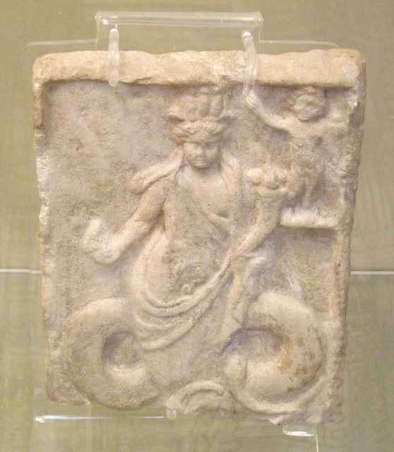 Marble Relief of Dionysos with an Egyptian Style Snake Legs in the British Museum, May 2014