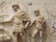 Detail of a Relief with the Arrival of Aeneas and his Trojan Companions in Italy in the British Museum, April 2013