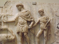 Detail of a Relief with the Arrival of Aeneas and his Trojan Companions in Italy in the British Museum, April 2013