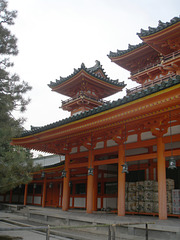 *perspective, façade, lanternes, Heian-Jingu