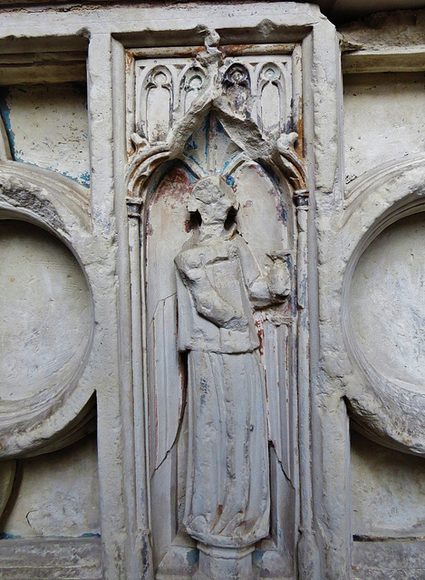 ingham church, norfolk,detail of chest tomb   of sir roger de bois +1300 and wife margaret +1315, made c.1380