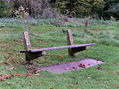 Backless park bench