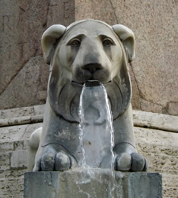 Lion Fountain in Piazza del Popolo in Rome, June 2014