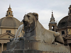 Lion Fountain in Piazza del Popolo in Rome, June 2014