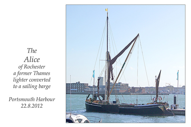 Alice sailing barge Portsmouth - 22.8.2014