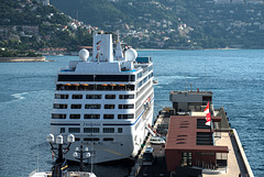 MONACO: Arrivé d'un navire de croisière.