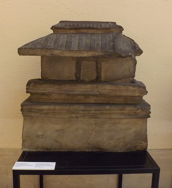 Cinerary Urn Shaped like a House with an Atrium on a Tall Podium in the Museum of Roman Civilization in EUR, July 2012