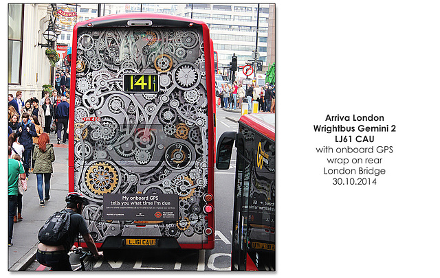 Arriva London LJ61 CAU - GPS wrap - London - 30.10.2014