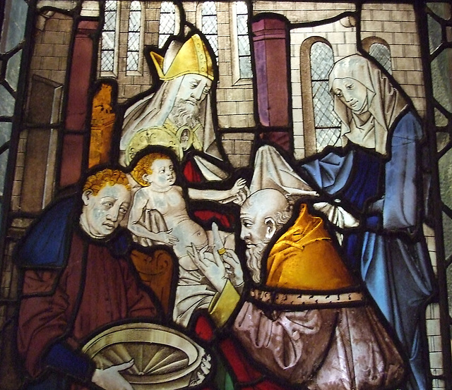 Detail of the Circumcision Stained Glass in the Cloisters, October 2010