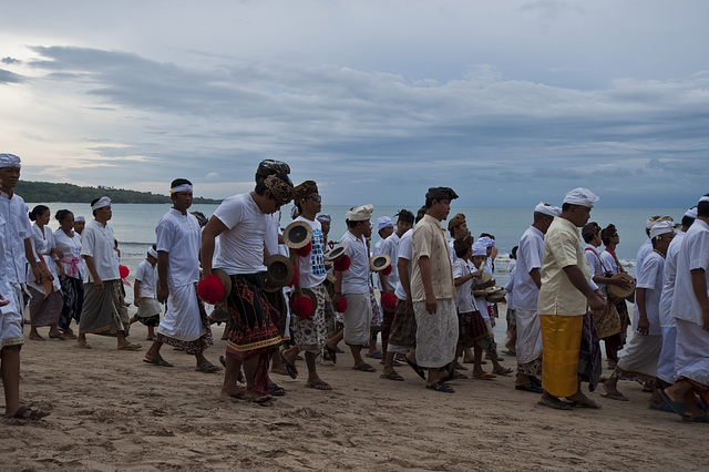 A ceremony on the beach held just before sunset