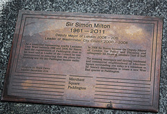 Plaque for Sir Simon Milton - Merchant Square - London - 17.11.2014