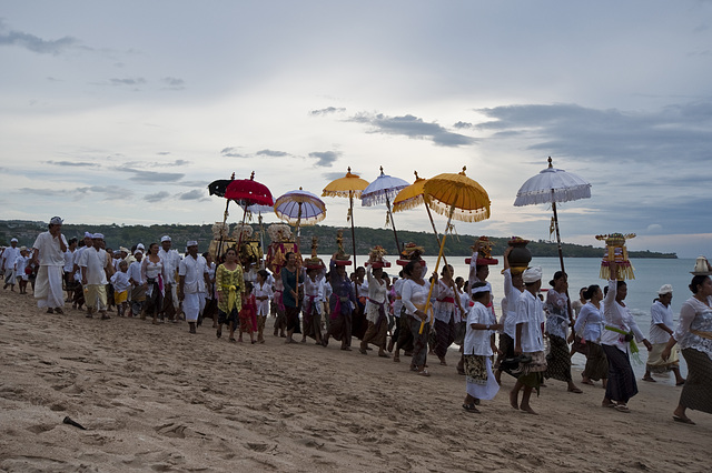 A ceremony on the beach held just before sunset