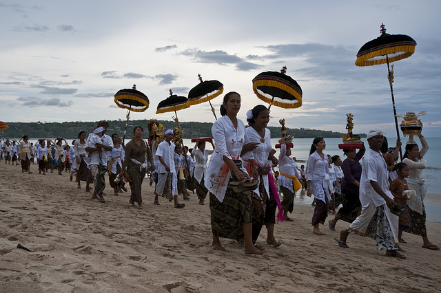 A ceremony on the beach held just before sunset