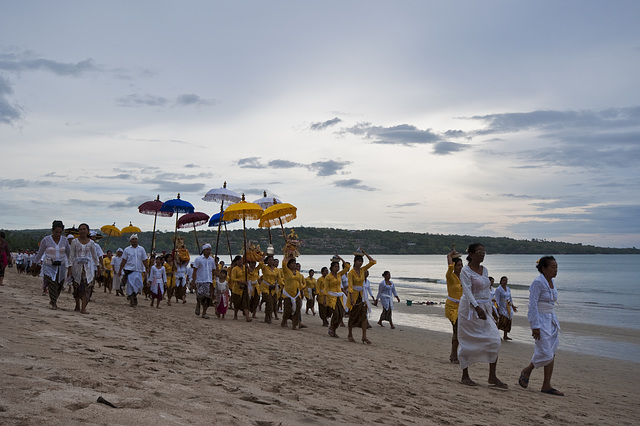 A ceremony on the beach held just before sunset