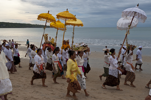 A ceremony on the beach held just before sunset