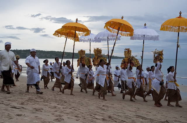 A ceremony on the beach held just before sunset