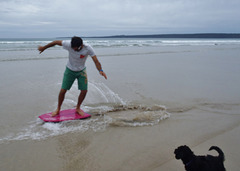 Elvis' first day at the beach