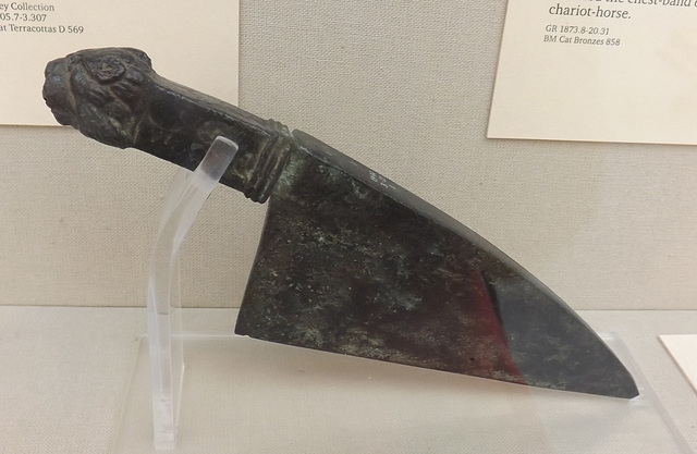 Bronze Knife with a Lion Head Handle in the British Museum, May 2014
