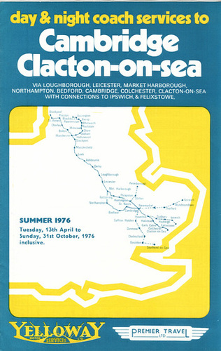 74/2 Yelloway and Premier Travel North West to East Anglia services 1976 timetable cover