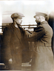 Prince Albert (later King George VI) Presenting military decorations to a former soldier at Beardmore Works Clydeside c1919