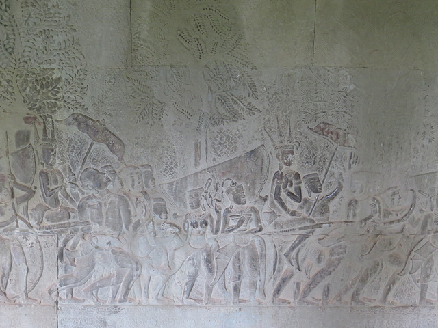 Angkor Vat, "défilé historique". Cortège de notables.